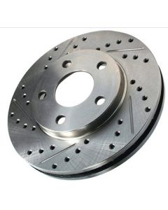 Centric C-Tek Sport Brake Rotor, Front Right or Left, Honda and Acura models (w/ Fastbrakes RL Caliper Brackets), Drilled & Slotted, 227.42080L